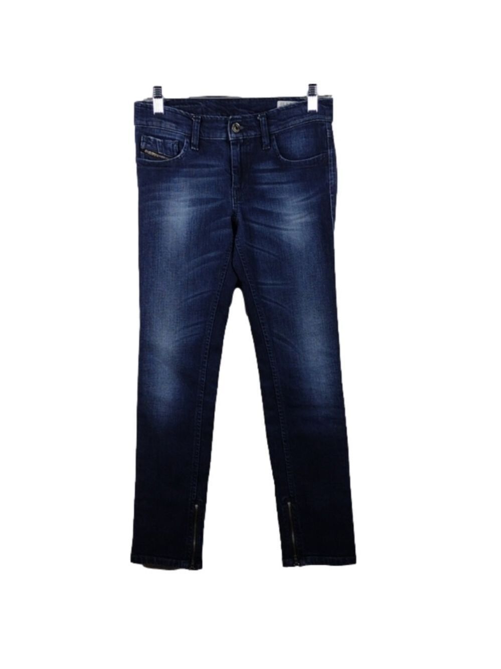 DIESEL ZIVY Blue Dark Wash Five Pocket Mid Rise Straight Leg Denim Jeans